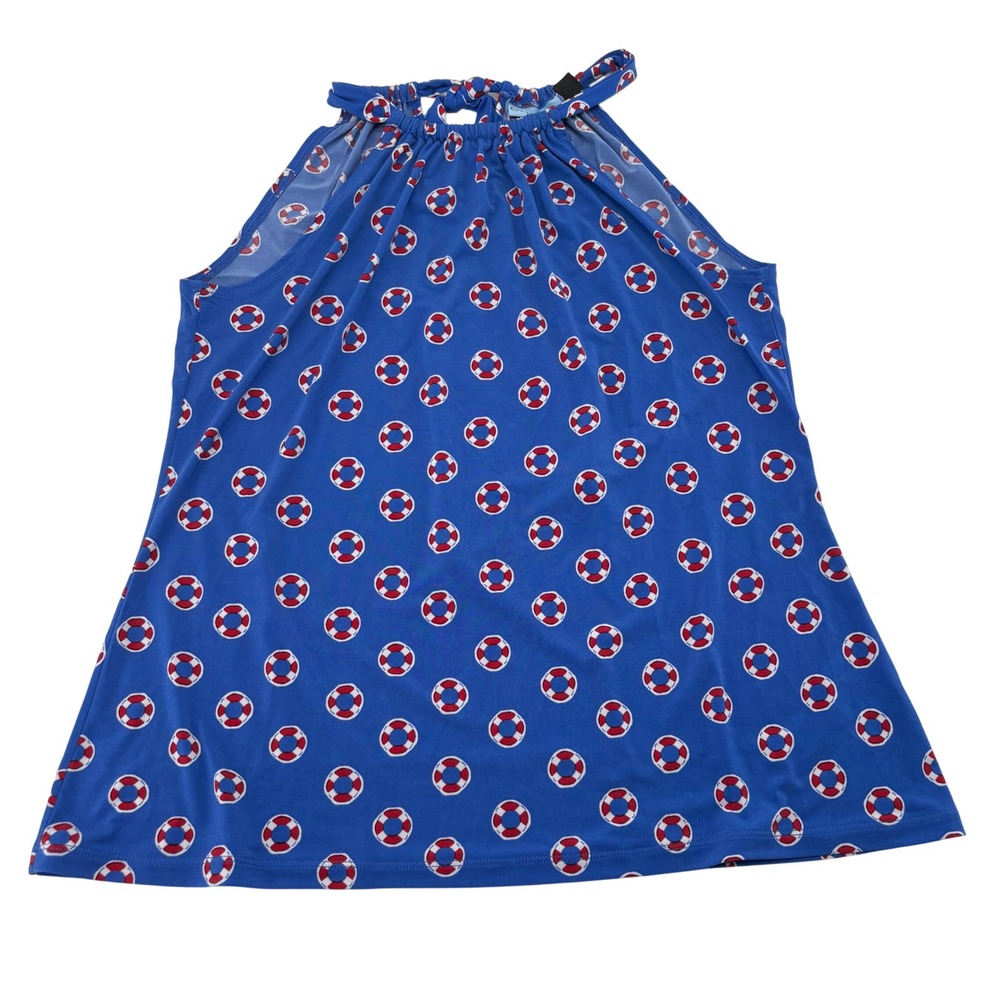 Cynthia Rowley Womens Blue Nautical Lifebuoy Print Halter Tie Back Top Small